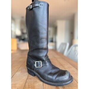 Frye Veronica Tall Black Engineer Harness Zip Buckle Boots Women 8.5